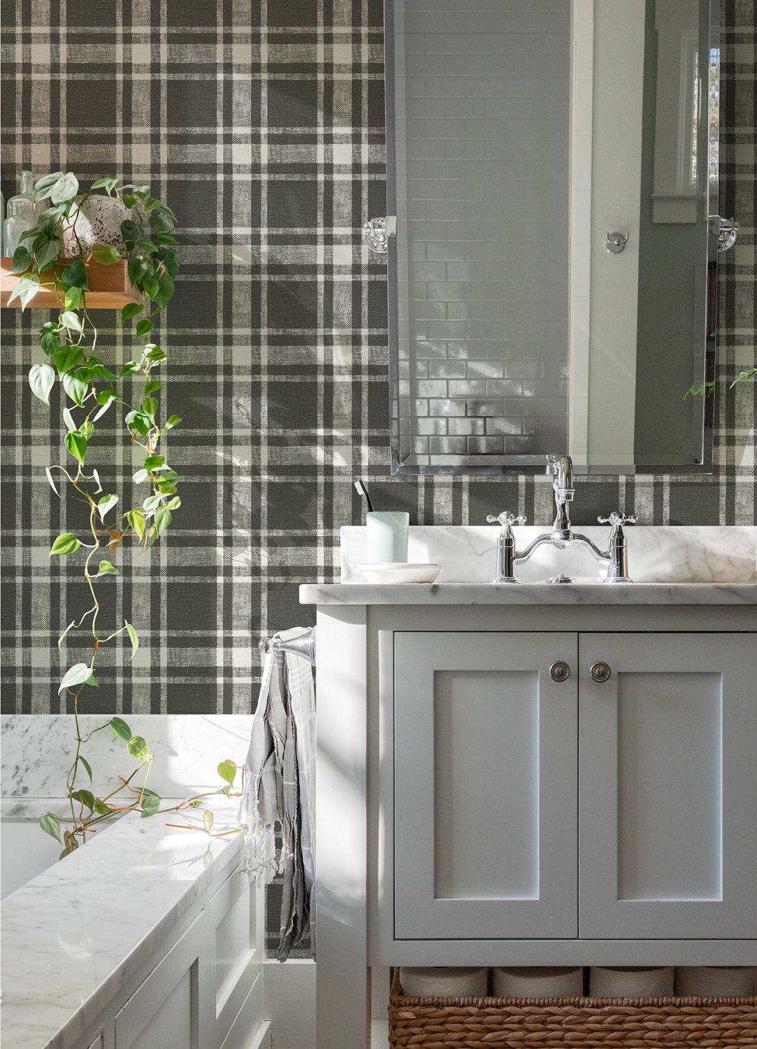 Antoine Charcoal Flannel Wallpaper