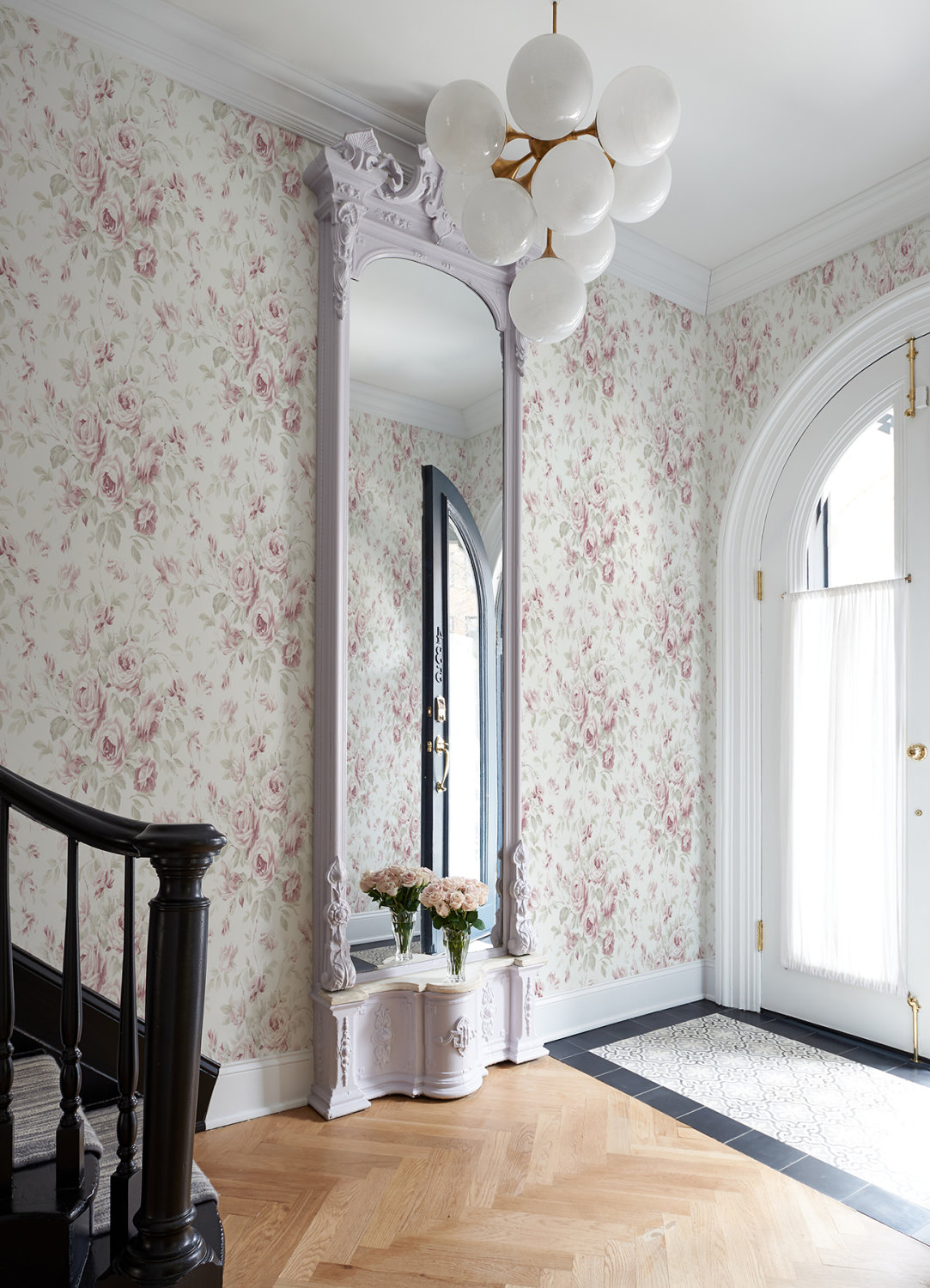 Manon Pink Rose Stitch Wallpaper