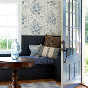 Manon Blue Rose Stitch Wallpaper