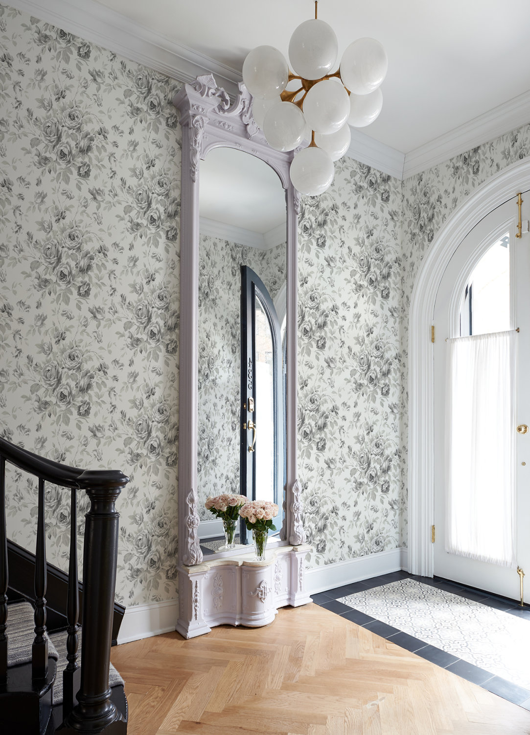 Manon Charcoal Rose Stitch Wallpaper