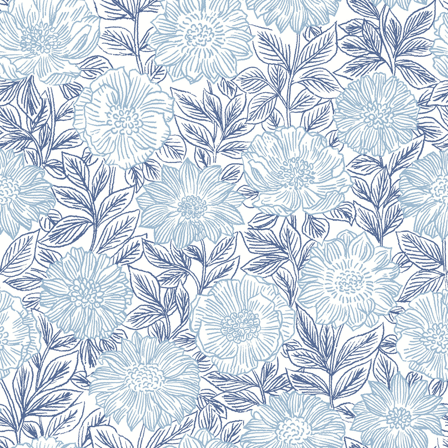 Faustin Navy Floral Wallpaper