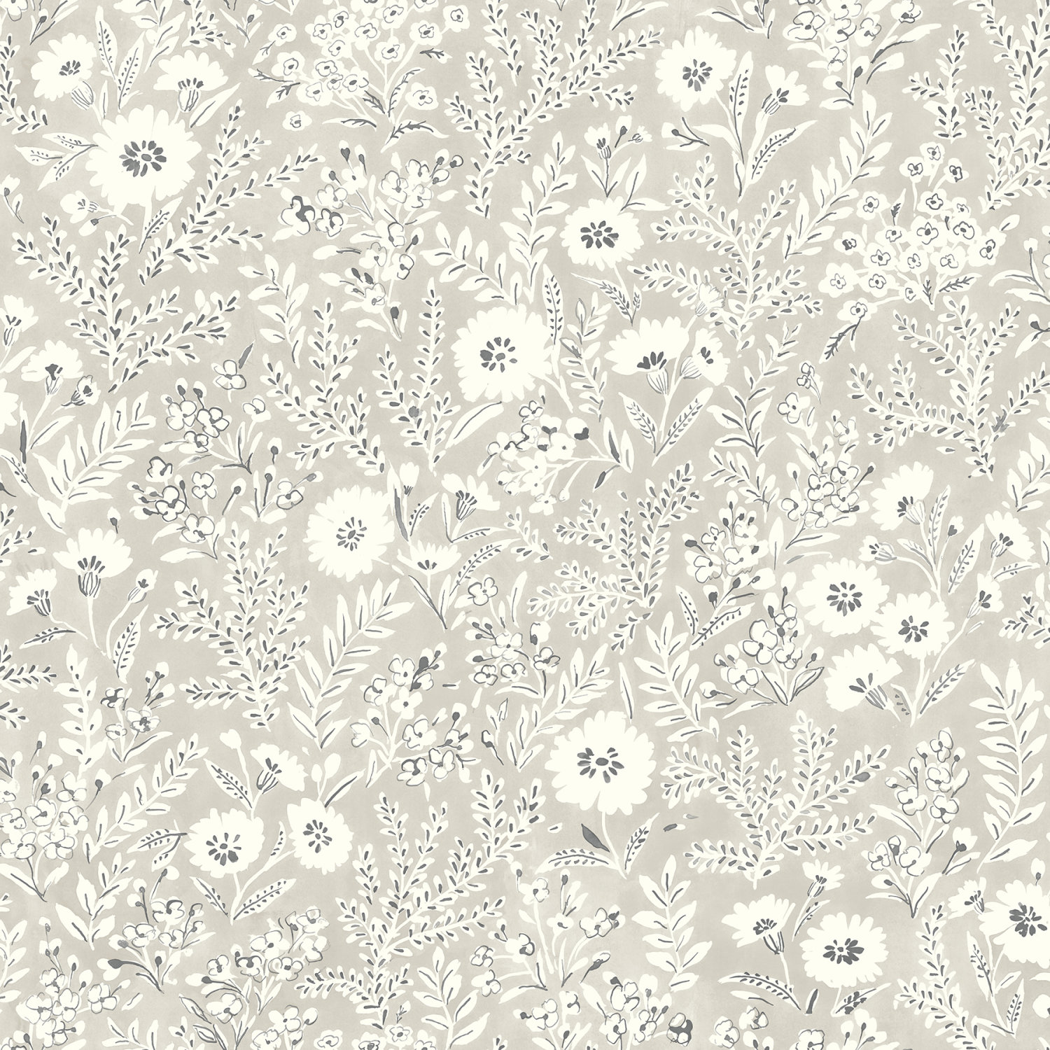 Agathon Taupe Floral Wallpaper