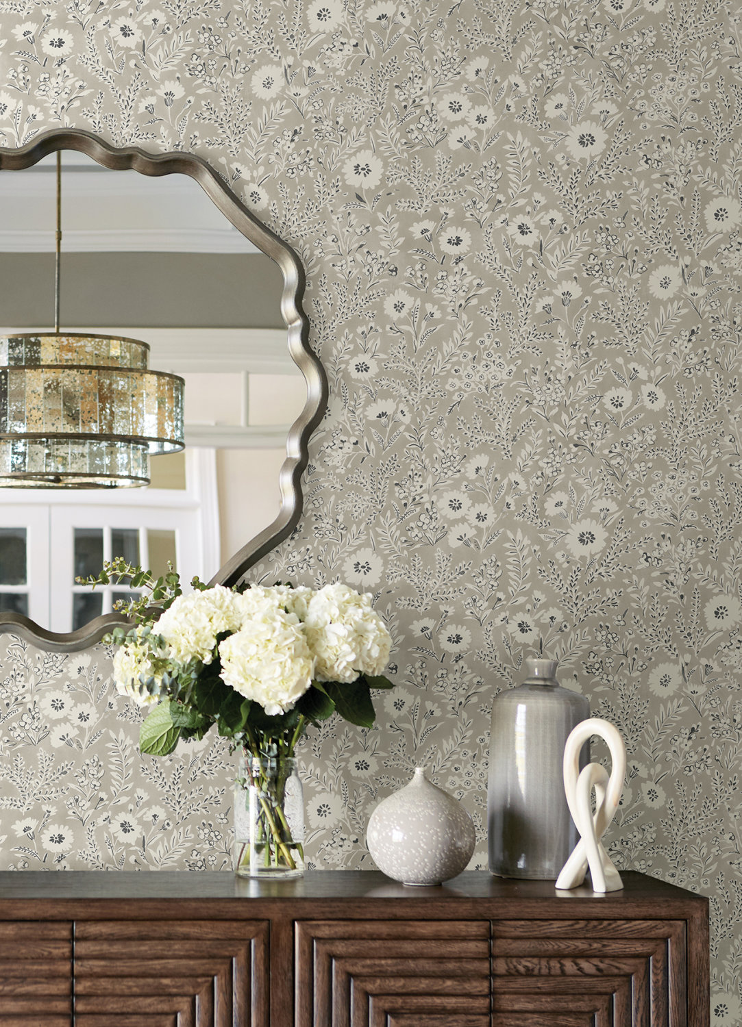 Agathon Taupe Floral Wallpaper