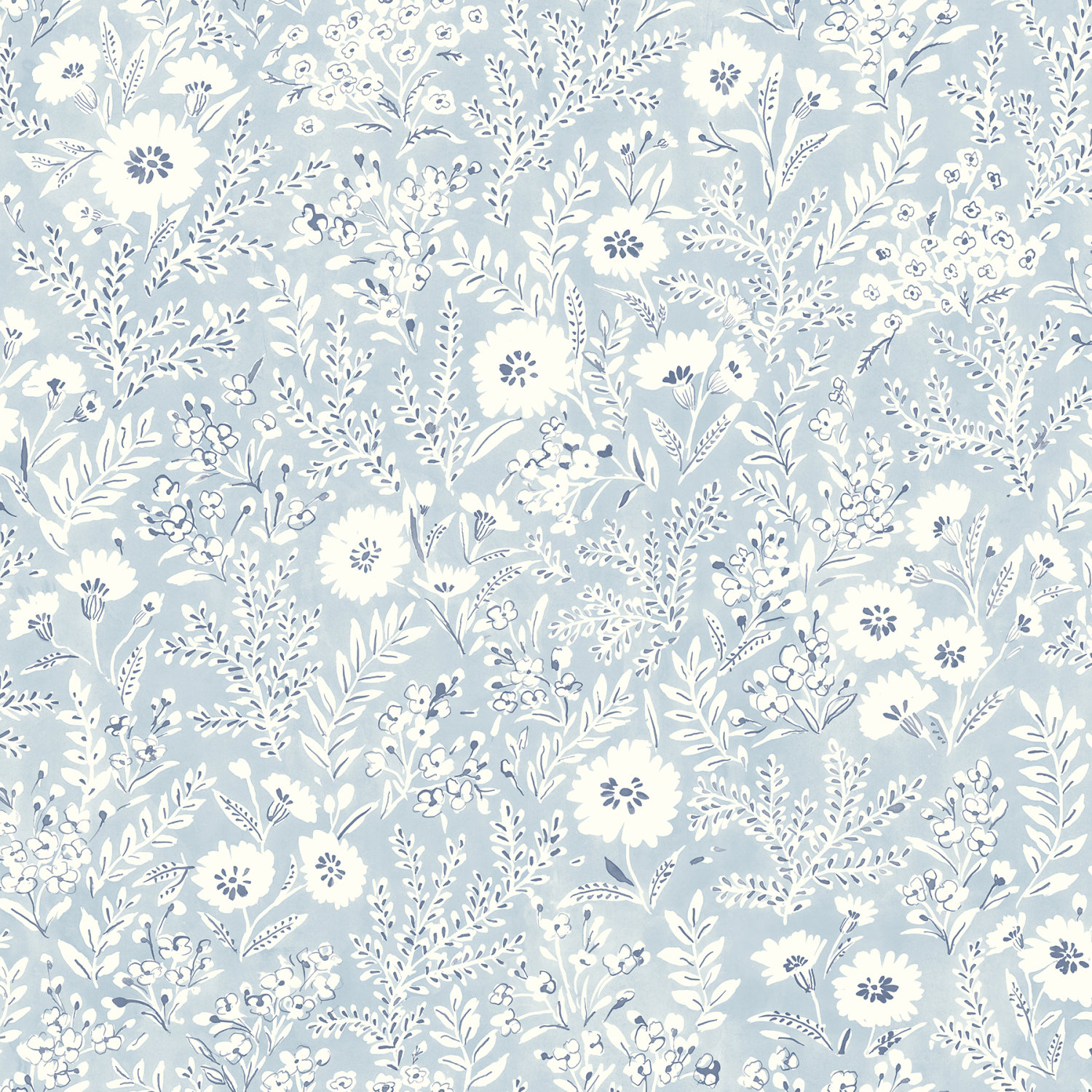 Agathon Light Blue Floral Wallpaper
