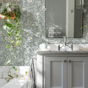 Agathon Blue Floral Wallpaper