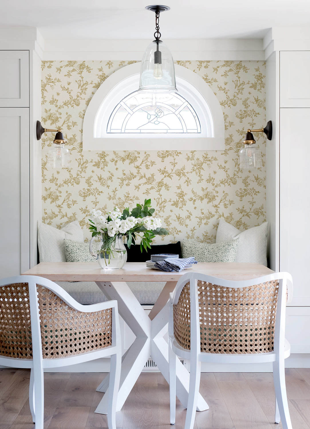 Nightingale Wheat Floral Trail Wallpaper