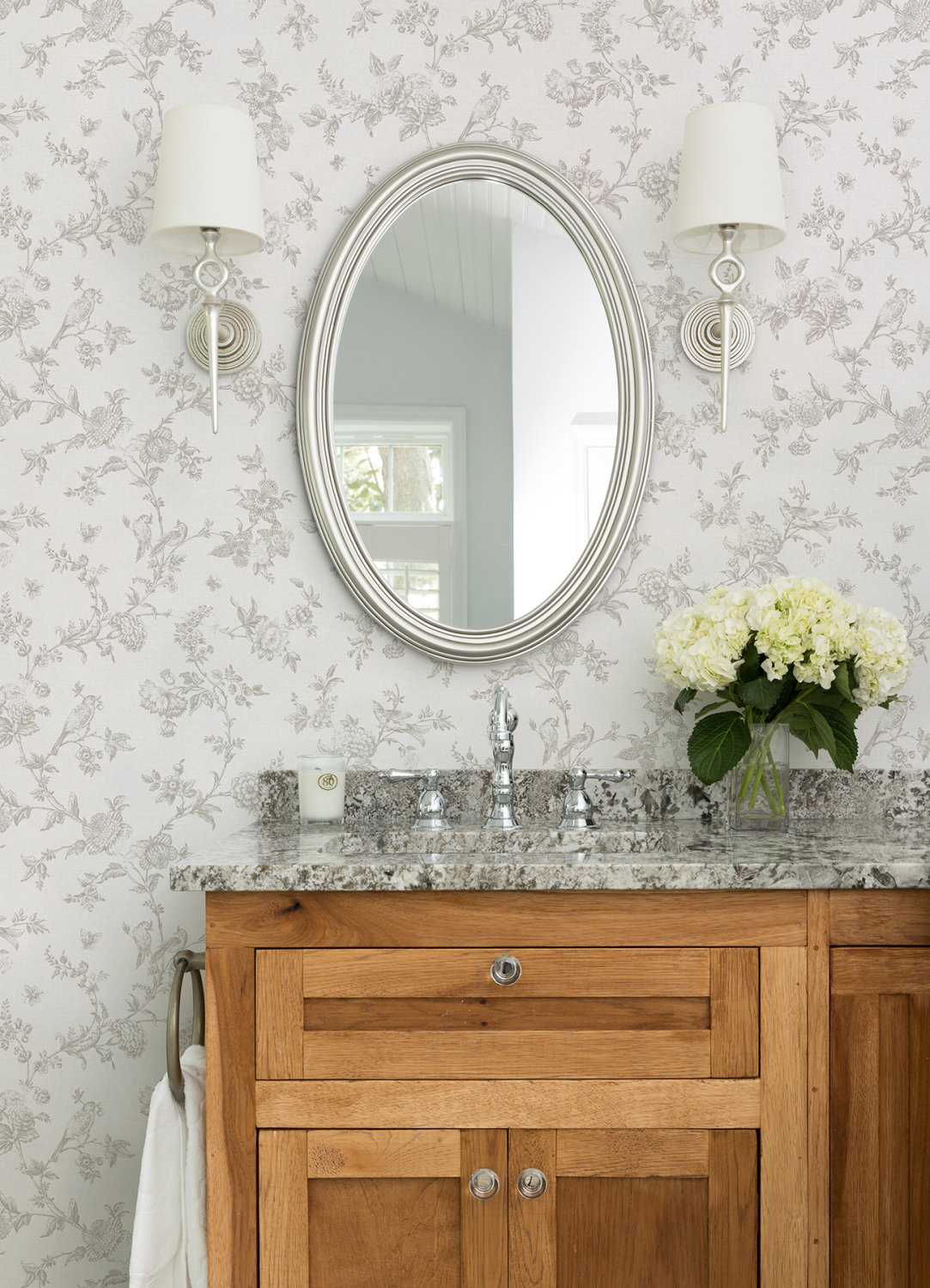Nightingale Taupe Floral Trail Wallpaper