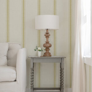 Linette Wheat Fabric Stripe Wallpaper