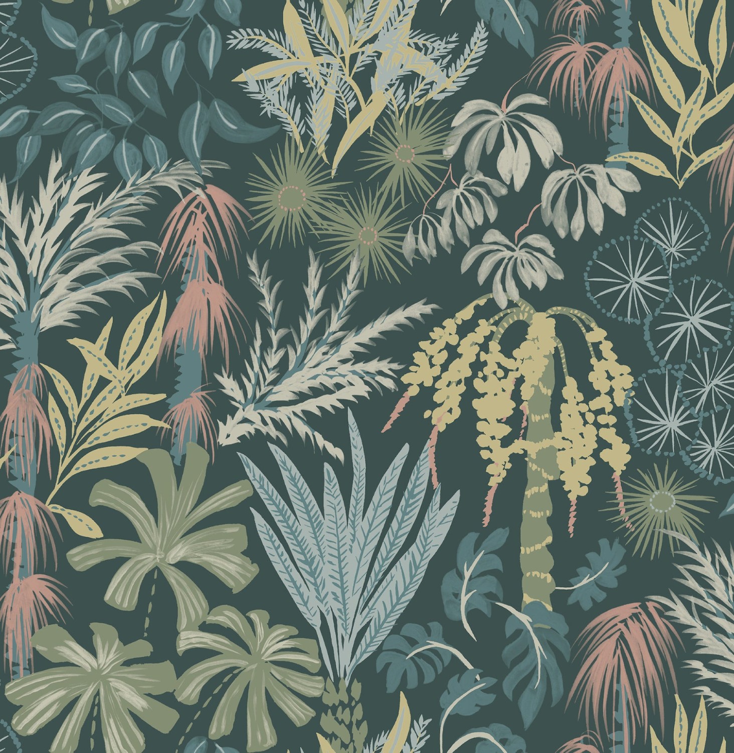 Everglades Dark Green Botanical Wallpaper