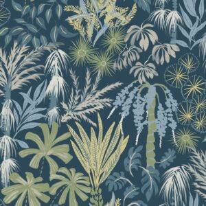 Everglades Teal Botanical Wallpaper
