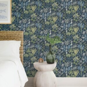 Everglades Teal Botanical Wallpaper
