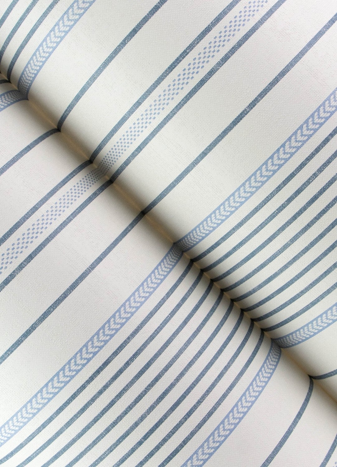 Navarres Stripe Blue Faux Linen Wallpaper