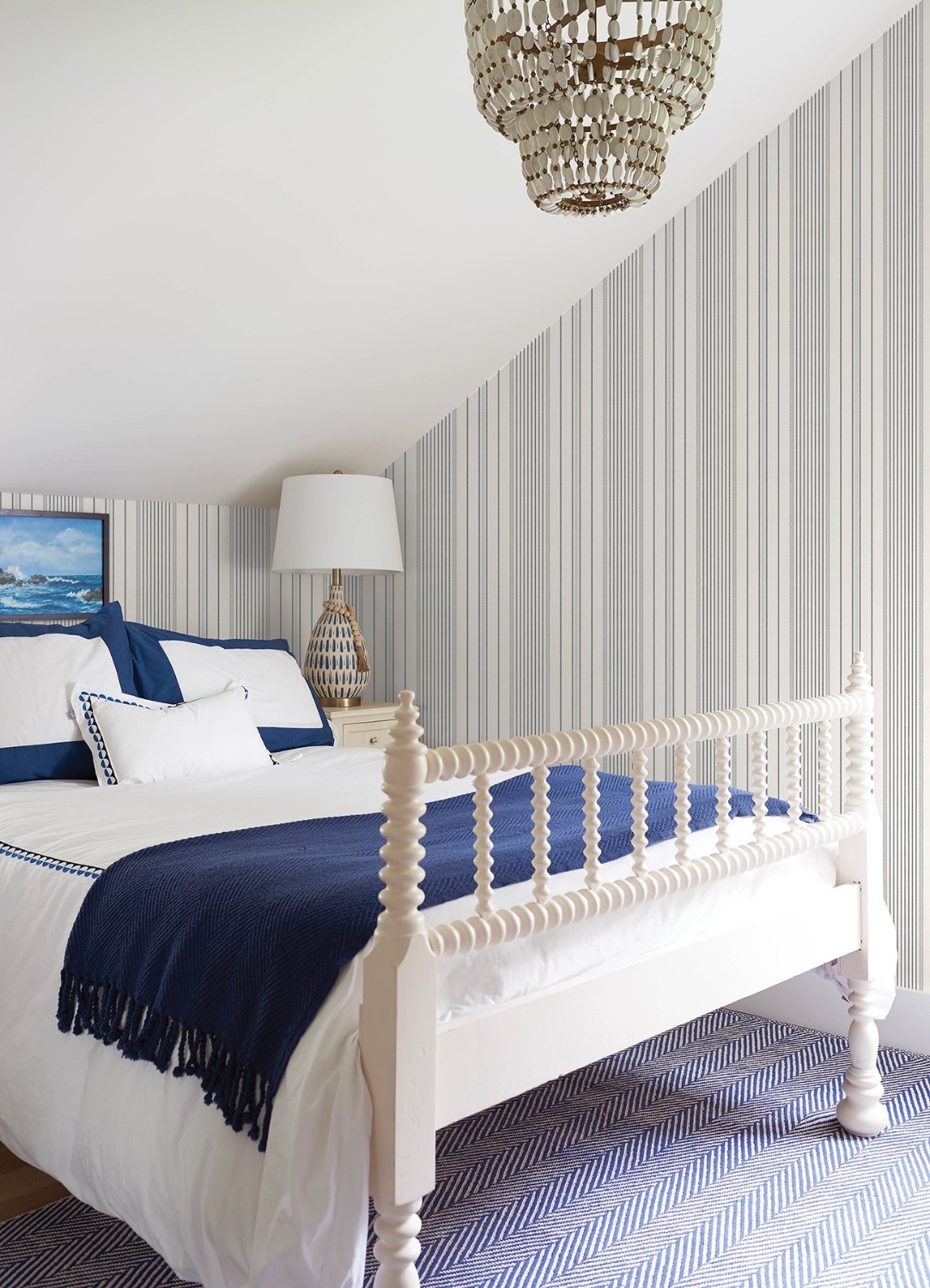 Navarres Stripe Charcoal Faux Linen Wallpaper