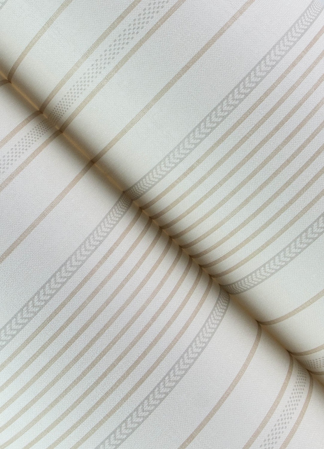 Navarres Stripe Neutral Faux Linen Wallpaper