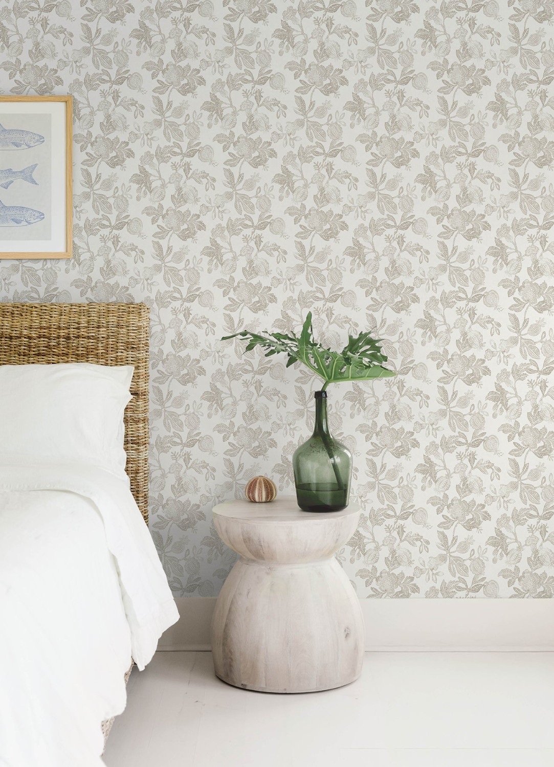 Beach Rose Neutral Floral Fruits Wallpaper