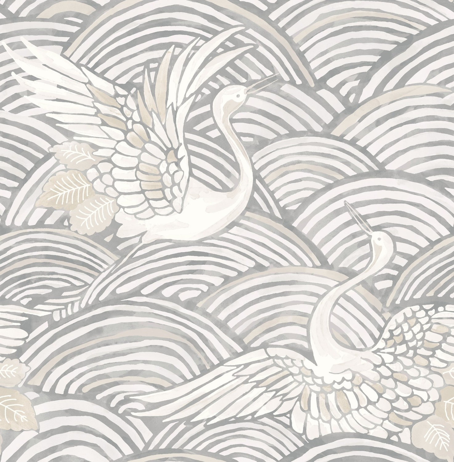 Egret Slate Tidal Dance Wallpaper
