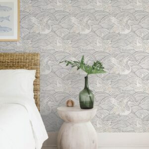 Egret Slate Tidal Dance Wallpaper