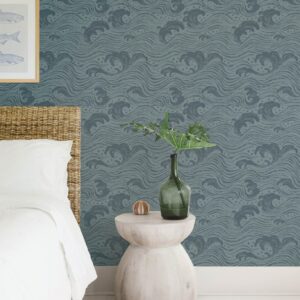 Swell Teal Ocean Wave Wallpaper