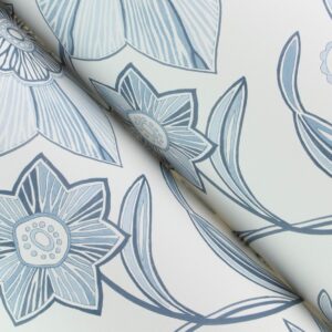 Star Flower Blue Floral Trail Wallpaper