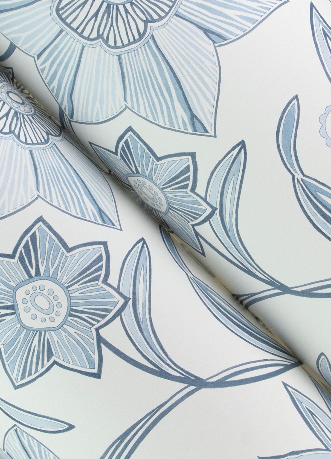 Star Flower Blue Floral Trail Wallpaper