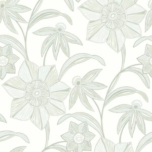 Star Flower Light Green Floral Trail Wallpaper
