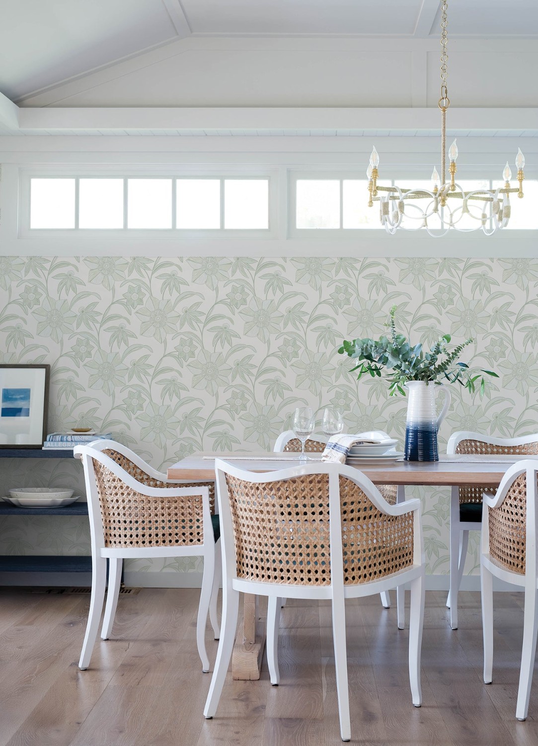 Star Flower Light Green Floral Trail Wallpaper