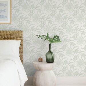 Star Flower Light Green Floral Trail Wallpaper