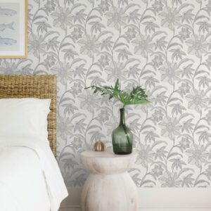 Star Flower Charcoal Floral Trail Wallpaper