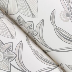 Star Flower Charcoal Floral Trail Wallpaper
