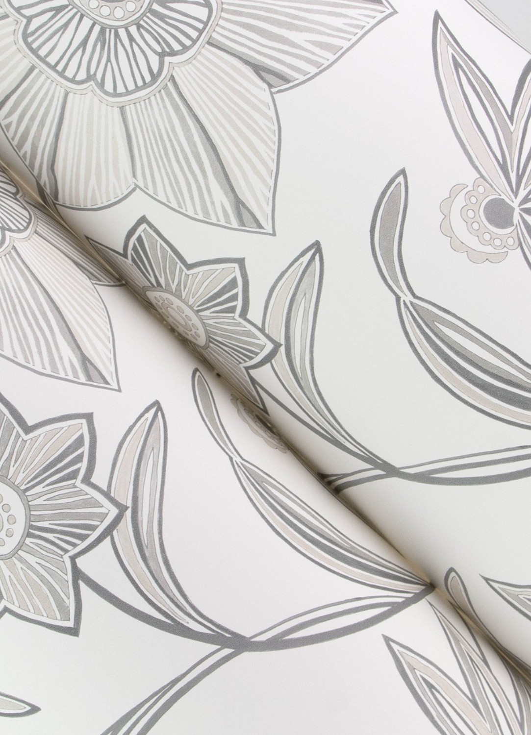 Star Flower Charcoal Floral Trail Wallpaper