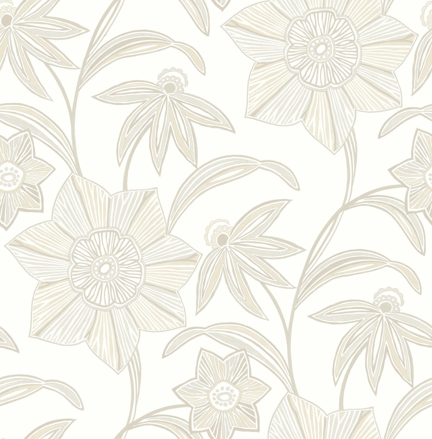 Star Flower Beige Floral Trail Wallpaper