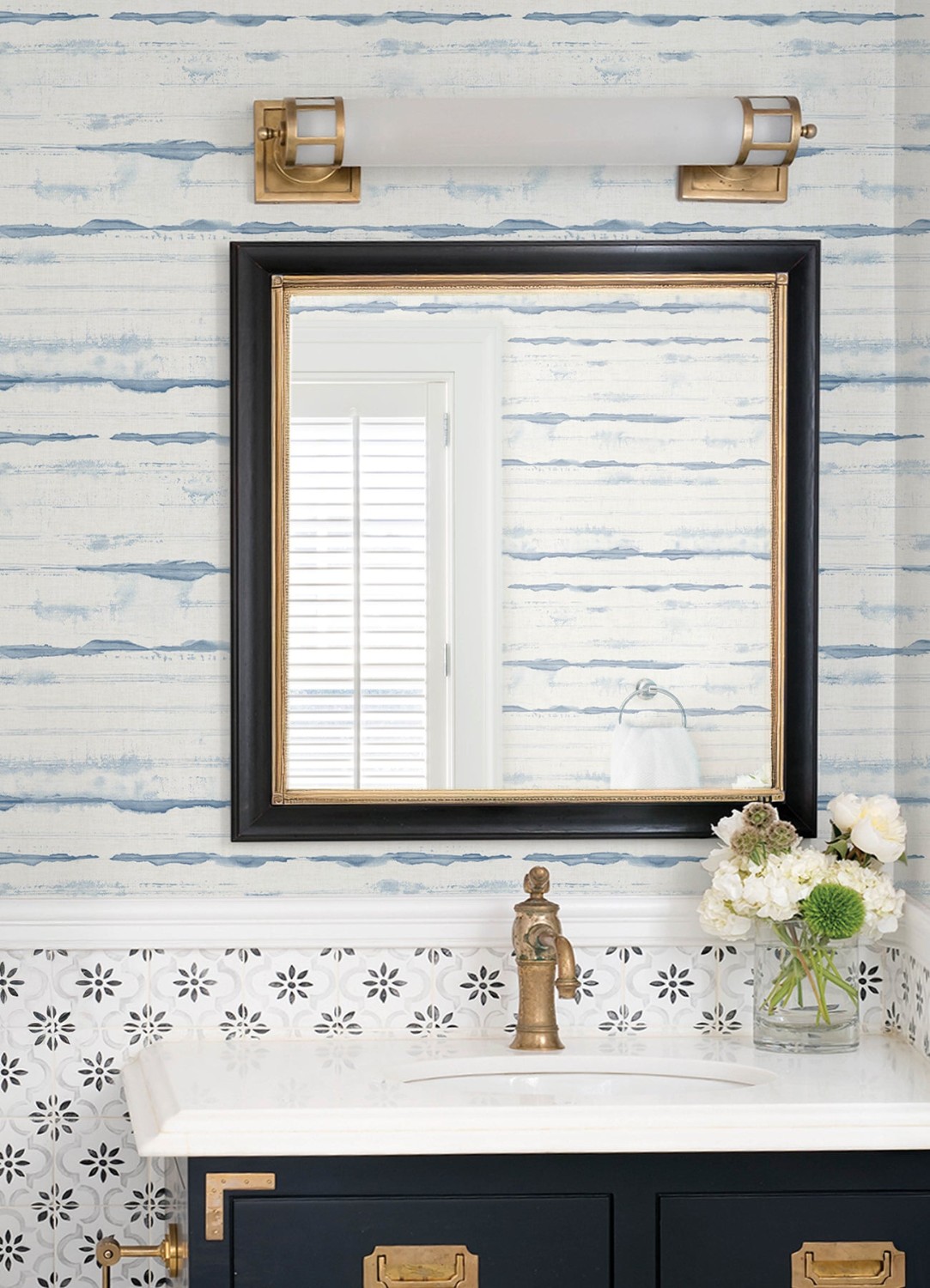 Destin Blue Stripe Wallpaper