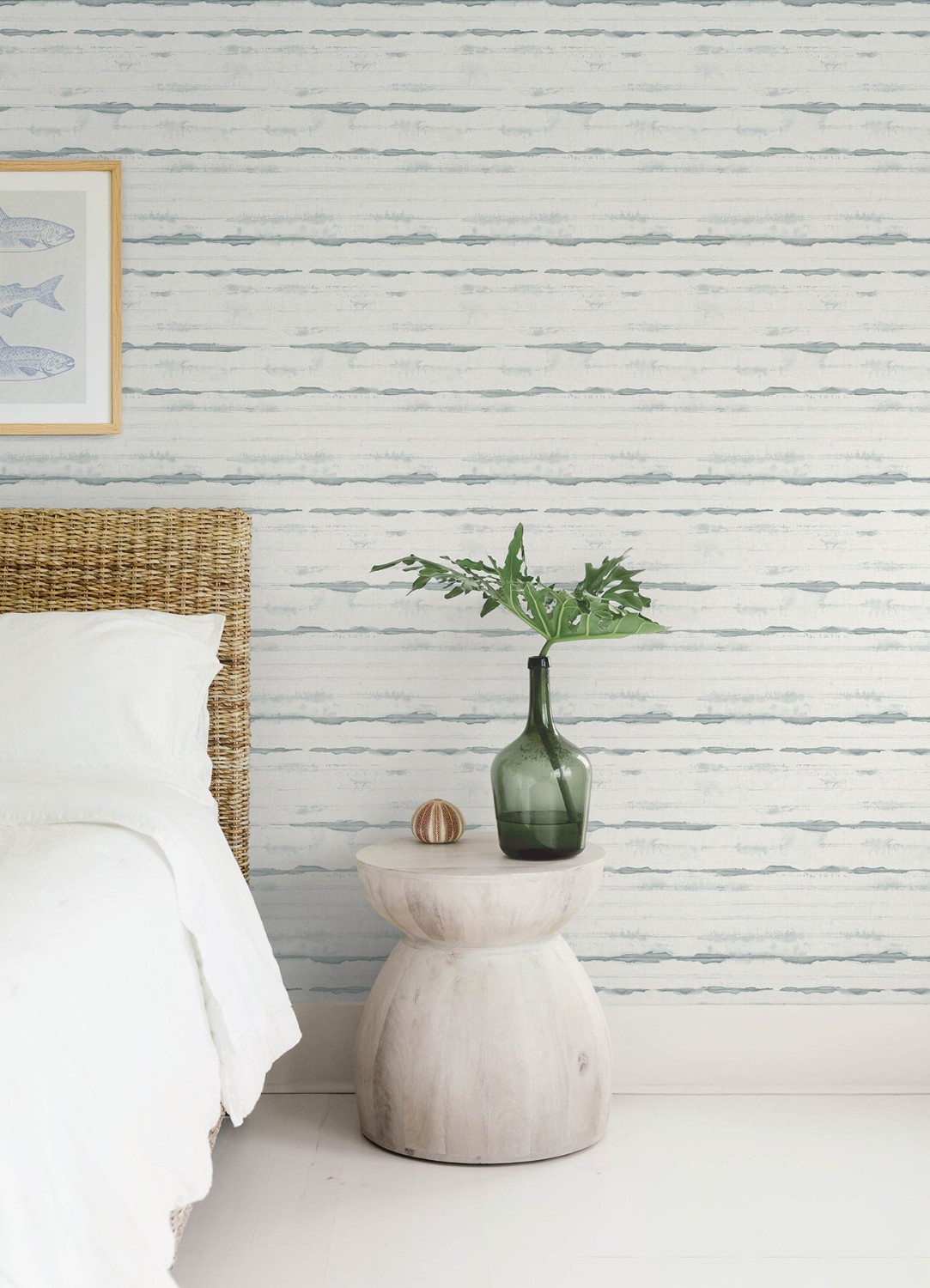 Destin Teal Stripe Wallpaper