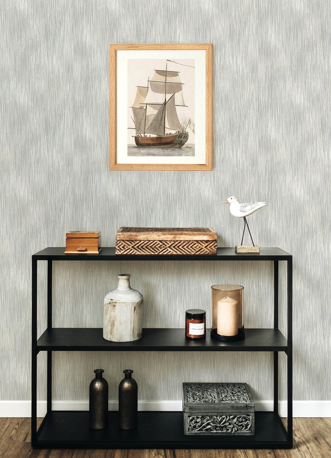 Largo Grey Striated Wallpaper