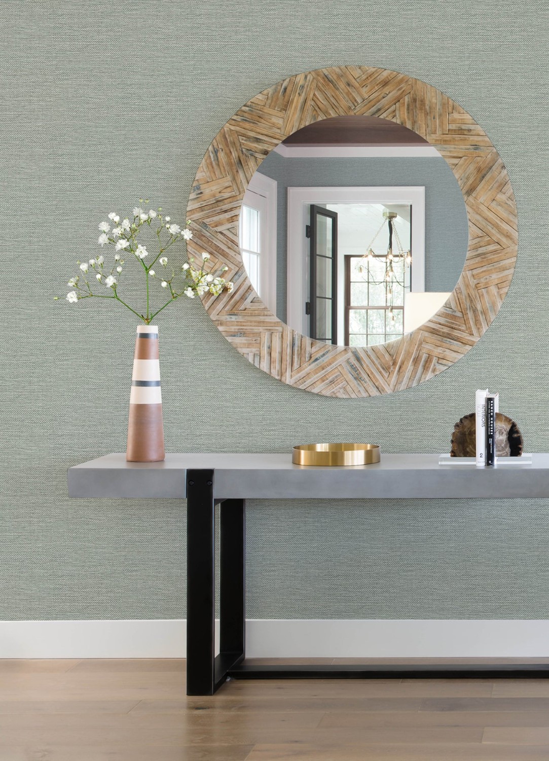 Malin Seafoam Faux Grasscloth Wallpaper