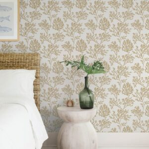 Tortuga Gold Coral Weave Wallpaper
