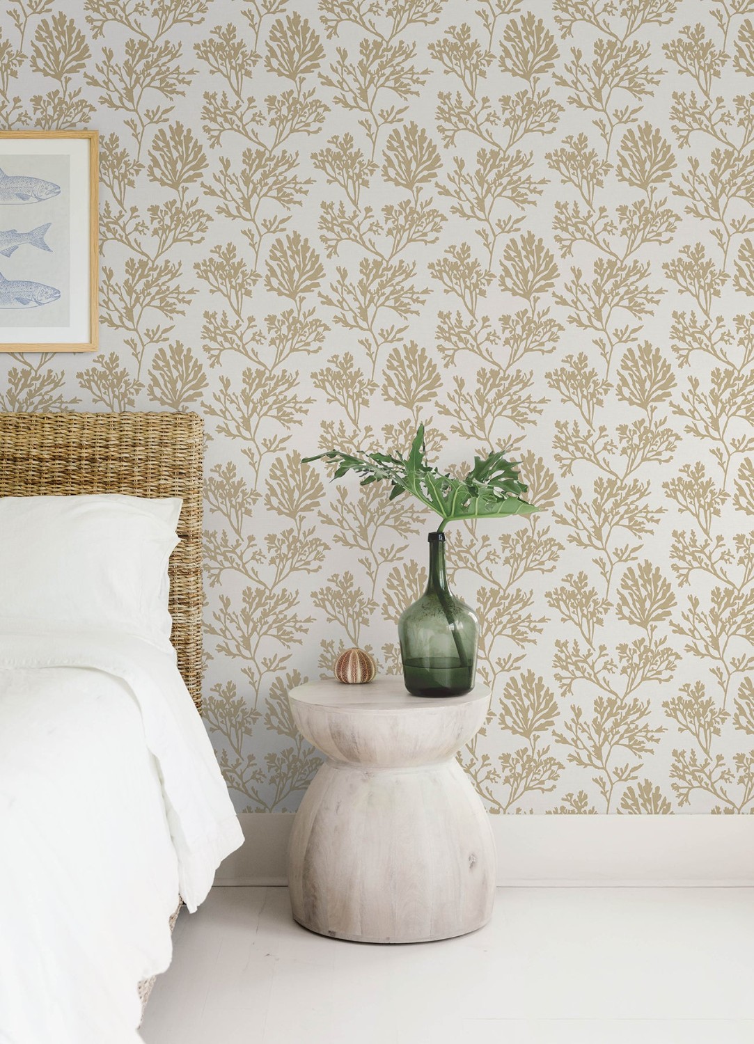 Tortuga Gold Coral Weave Wallpaper
