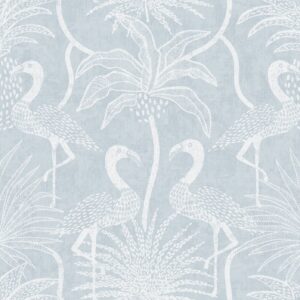 Biscayne Sky Blue Flamingo Beach Wallpaper