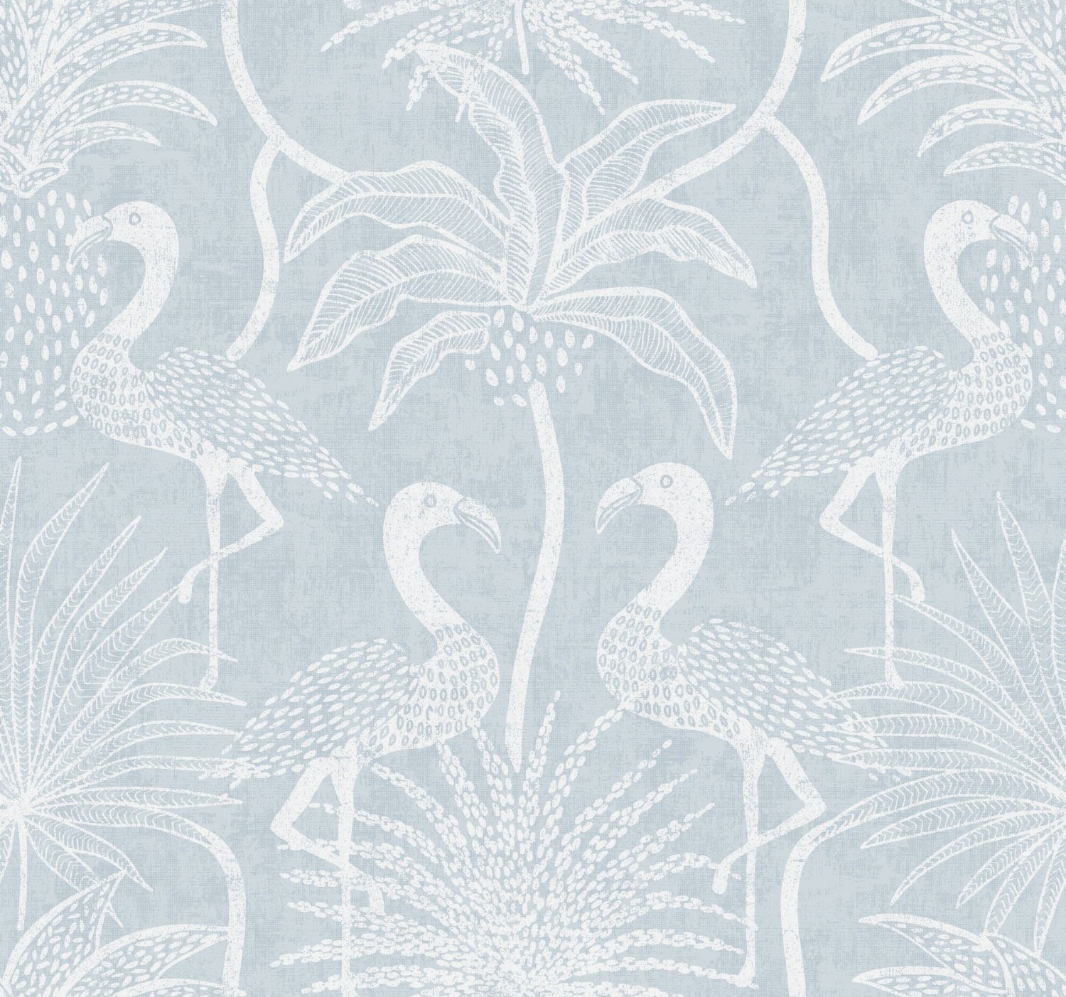 Biscayne Sky Blue Flamingo Beach Wallpaper