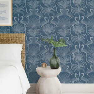 Biscayne Navy Flamingo Beach Wallpaper