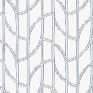 Salvo Navy Curved Contours Wallpaper
