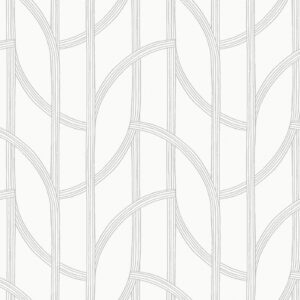 Salvo Silver Curved Contours Wallpaper