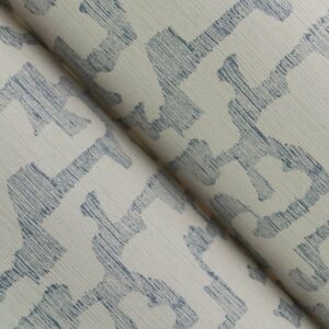 Cipher Blue Geometric Faux Grasscloth Wallpaper