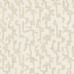 Cipher Beige Geometric Faux Grasscloth Wallpaper