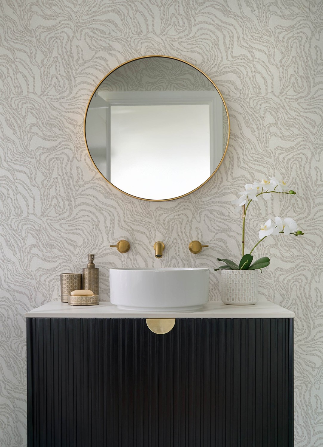 Massar Taupe Modern Marbled Wallpaper
