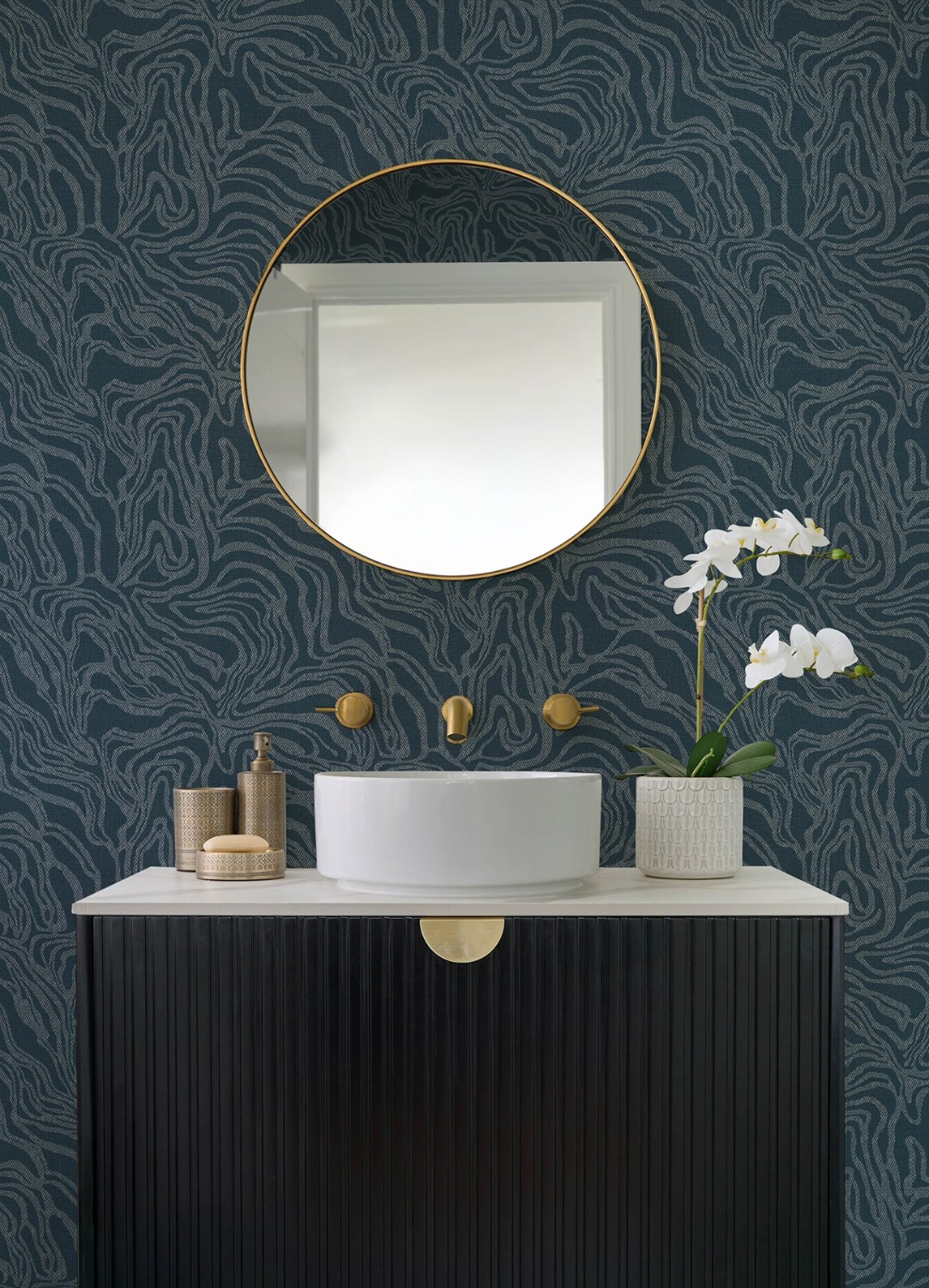Massar Teal Modern Marbled Wallpaper