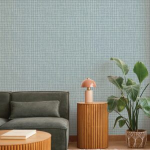 Albin Sky Blue Gridline Wallpaper