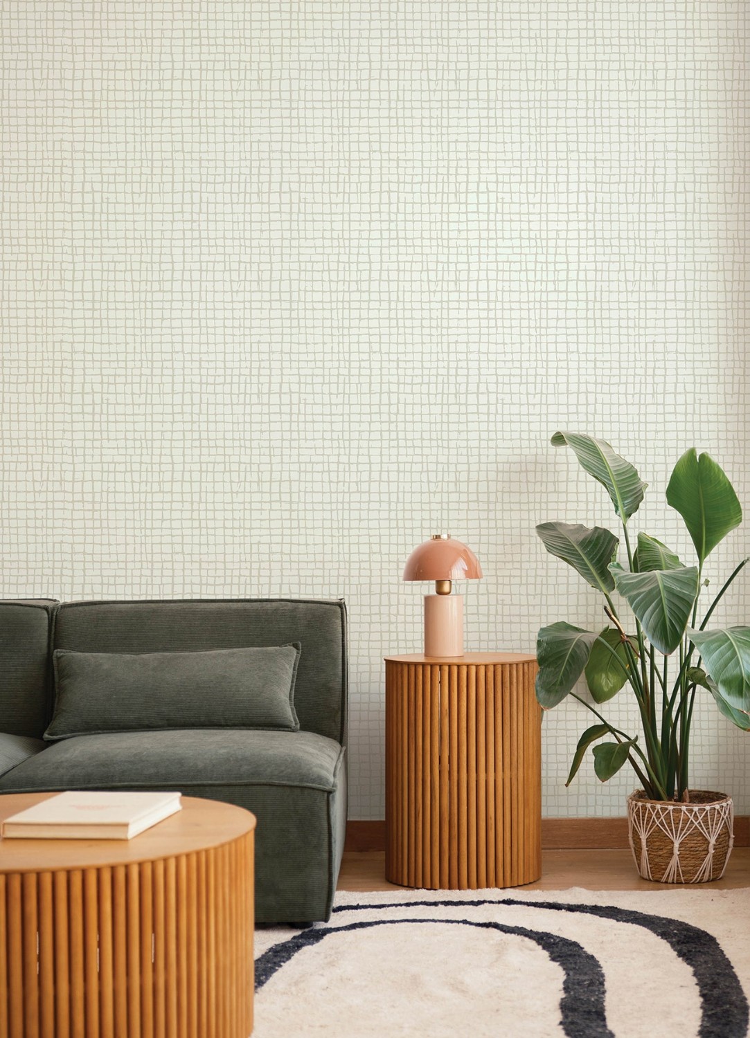 Albin Beige Gridline Wallpaper