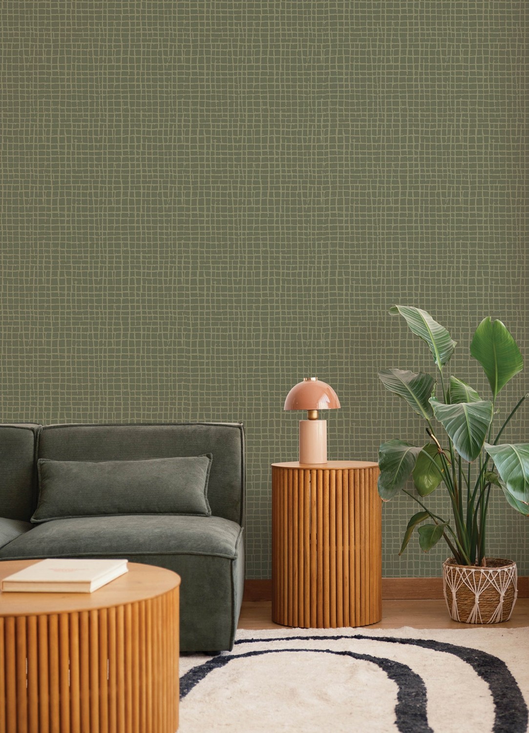 Albin Moss Gridline Wallpaper