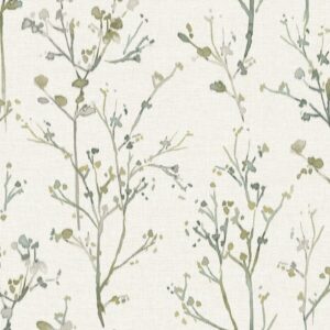 Silverling Moss Budding Branches Wallpaper